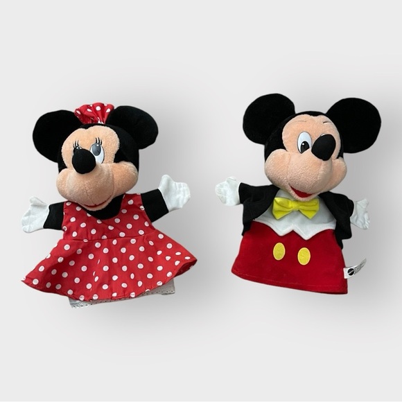 VINTAGE MATTEL 1993 DISNEY Mickey And Minnie Mouse Hand Puppets Pretend Play 9” - Picture 1 of 3